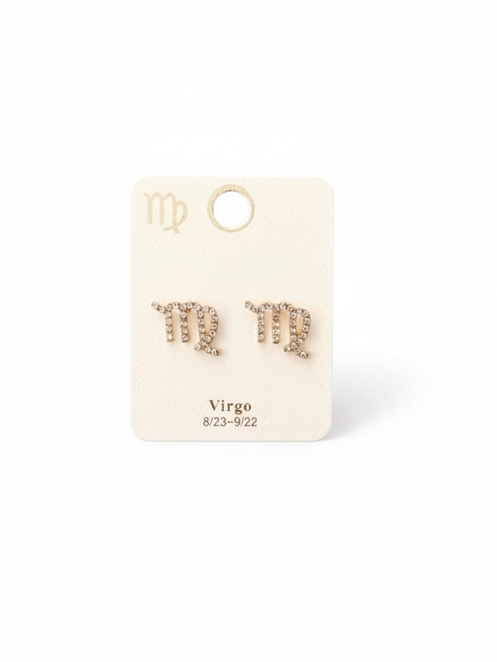 Virgo Virgin Astrological Zodiac Sign Rhinestone Gold Earrings Aug 23 - Sep 22